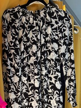 J. Crew Black and White Floral Midi Dress